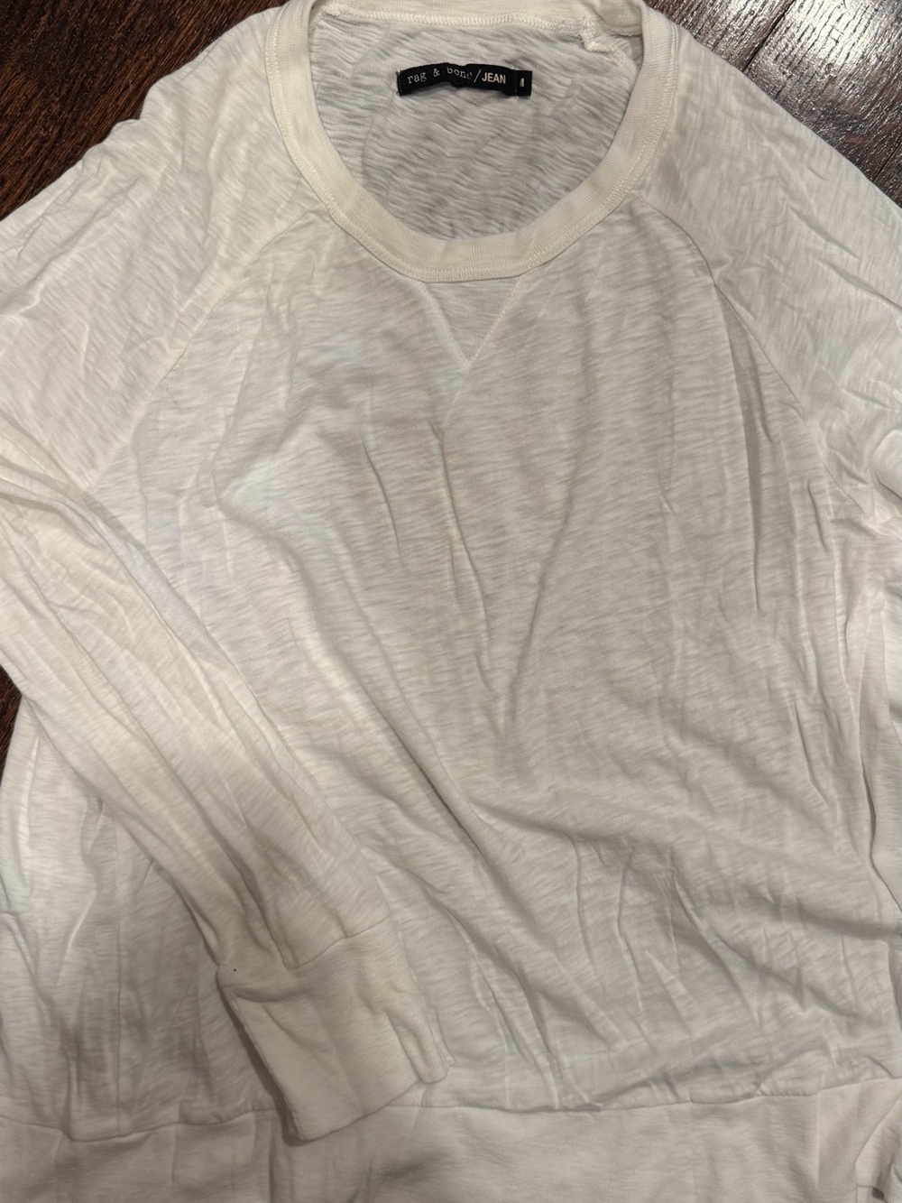 rag & bone off-white long sleeve crewneck sweatshirt